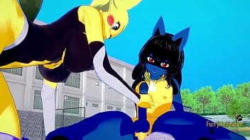 Pokémon Hentai Furry Yiff 3D - Sexo duro de Lucario x Pikachu - Animação pornô japonesa asiática de mangá anime