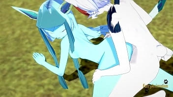 Pokémon Hentai Furry Yiff 3D - Glaceon punheta e fodido por Cinderace com creampie