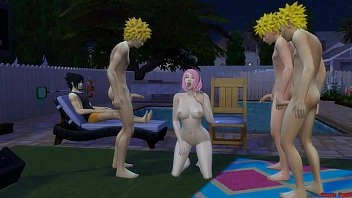 Fodida pelos clones de Naruto Gangbang na frente de Sasuke s. Netorare Download Game Here: