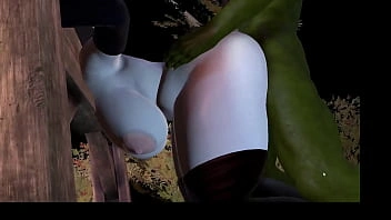 Jogo de vídeo hentai de animação 3D VR desenho animado de anime Virt a Mate. Uma gorda Lady Alsina Dimitrescu tropeça em um goblin verde vicioso com um grande pau na floresta. O goblin acorrentou a bruxa e fodeu a boceta dela com um pau enorme e depois o